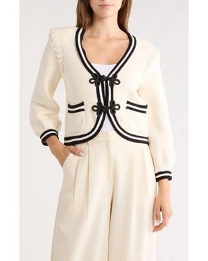 L'Agence Kaito Contrast Crop Cardigan - Natural
