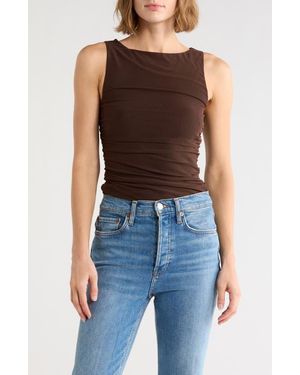AFRM LOS ANGELES Zola Boat Neck Sleeveless Mesh Top - Purple