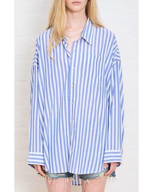 Denimist Oversize Stripe Button-Up Shirt - Blue