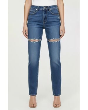 Bebe The Bling Slit Straight Leg Jeans - Blue