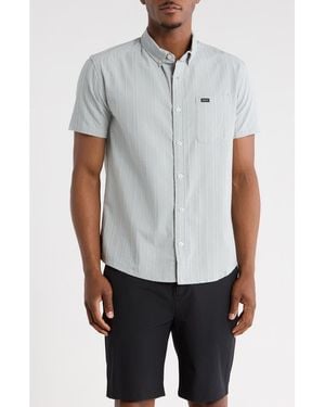 RVCA That'Ll Do Stripe Slim Fit Short Sleeve Button-Down Shirt - Gray