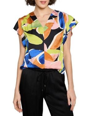 NIC+ZOE Mega Blooms Flutter Sleeve Top - Blue