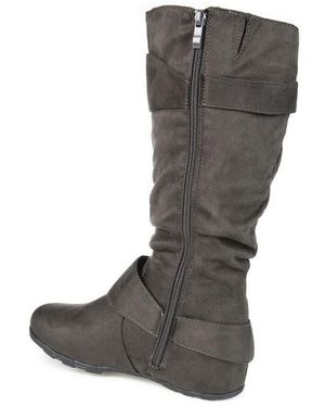 Journee Collection Side Buckle Tall Shaft Boots - Gray