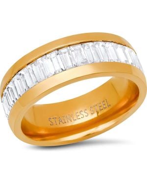 Steeltime Crystal Band Ring - Metallic