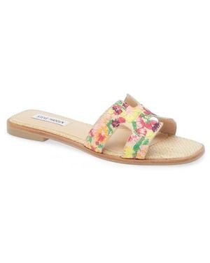 Steve Madden Hadyn Floral Embroidered Slide Sandal - Multicolor