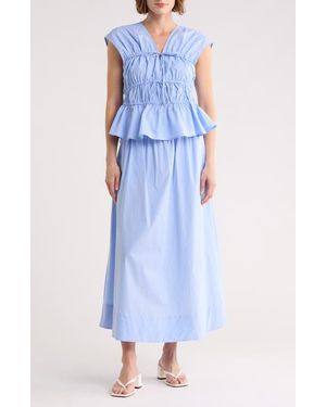 Ellen Tracy Stripe Drawstring A-Line Skirt - Blue