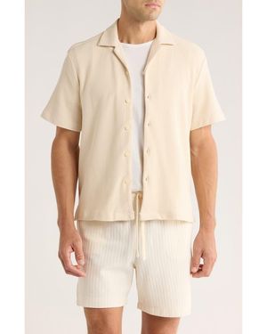 Cactus Man Relaxed Fit Textured Cotton Camp Shirt - Natural
