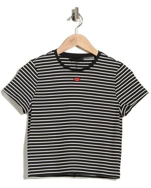Alice + Olivia Cindy Embroidered Crop T-Shirt - Black
