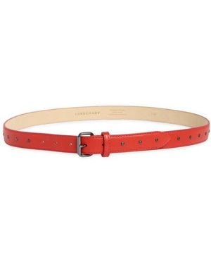 Longchamp Stud Leather Belt - Red