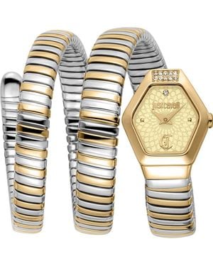 Just Cavalli Romina Snake Wraparound Bracelet Watch, 22.5Mm X 28.5Mm - Metallic