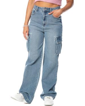 Juicy Couture Logo Wide Leg Cargo Jeans - Blue