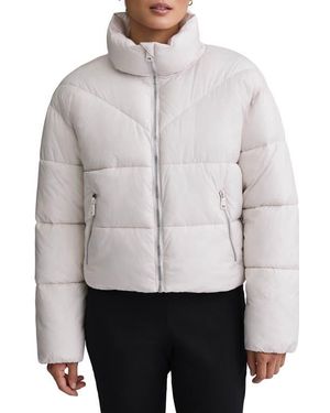 NVLT Stand Collar Crop Puffer Jacket - Gray