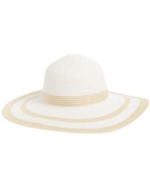 Calvin Klein Two-Color Texture Raffia Straw Sun Hat - White
