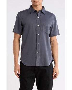 BUCK MASON Draped Twill Short Sleeve Button-Up Shirt - Blue