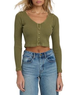 Billabong Paxton Waffle Stitch Cardigan - Green