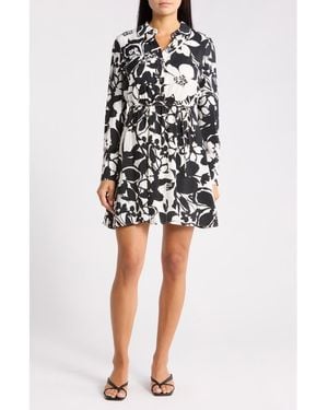 Sam Edelman Floral Long Sleeve Shirtdress - Black