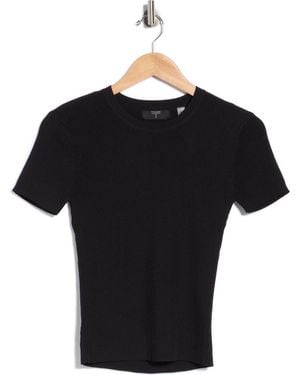 Tahari Short Sleeve Crewneck Ribbed T-Shirt - Black