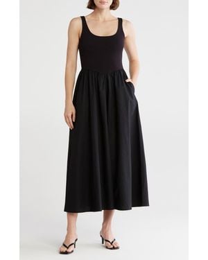 Melrose and Market Mixed Media Tank Dress - Black