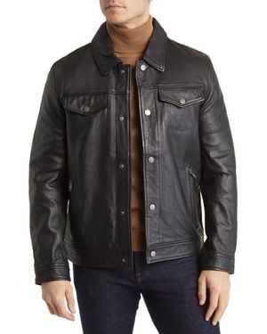 Frye Leather Trucker Jacket - Black