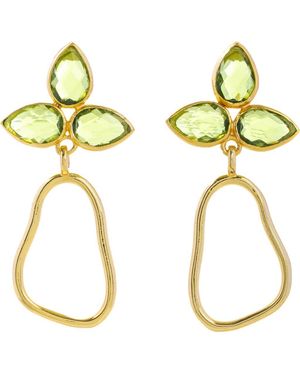 Saachi Triple Gemstone Abstract Dangle Earrings - Yellow