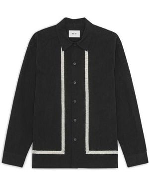 NN07 Reed Embroidered Organic Cotton Shirt Jacket - Black
