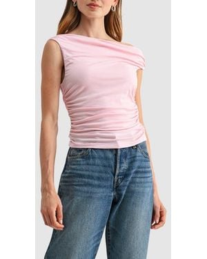 Lush Asymmetric Ruched Top - Red