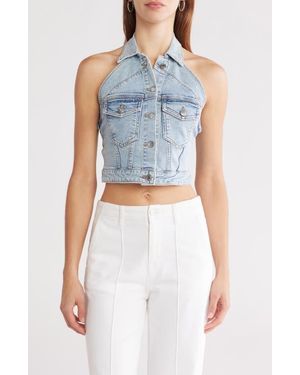 Jonathan Simkhai Lincoln Denim Halter Top - Blue