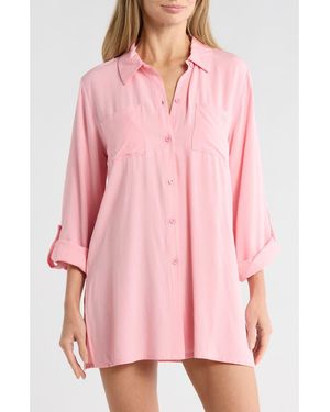 Betsey Johnson Beach Cover-Up Shirt - Pink