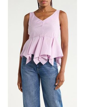 Rebecca Taylor Allegra Stripe Peplum Top - Pink