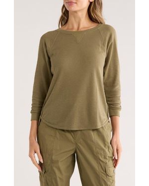 DKNY Slub Waffle High-Low T-Shirt - Natural