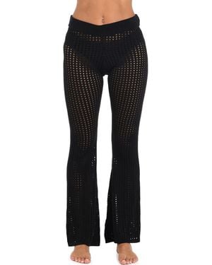 Sunshine 79 Resort Open Stitch Cover-Up Pants - Black