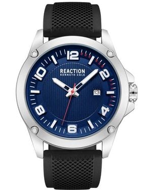 Kenneth Cole Three Hand Quartz Silicone Strap Watch, 47Mm - Black