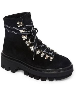 AllSaints Wanda Genuine Shearling Lug Sole Combat Boot - Black