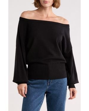 INTERNATIONAL Off The Shoulder Sweater - Black