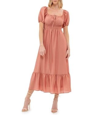 AUGUST SKY Square Neck Midi Dress - Pink