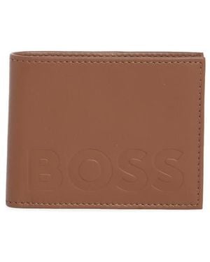 BOSS Laslo Leather Bifold Wallet - Brown