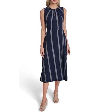 Calvin Klein Stripe Midi Dress - Blue