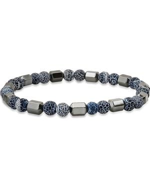 Steeltime Agate And Hematite Beaded Stretch Bracelet - Blue