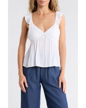 Abound Flutter Sleeve Babydoll Tank Top - White