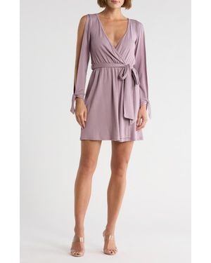 Go Couture Long Sleeve Wrap Dress - Purple