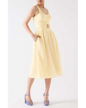 LK Bennett Alessia Bustier Fit & Flare Dress - Natural