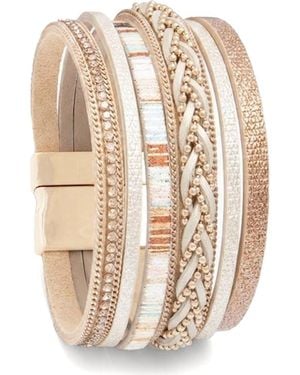 Saachi Braided Faux Leather Cuff Bracelet - Natural
