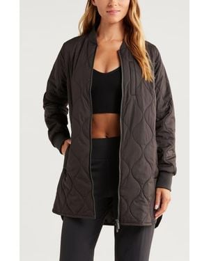 Zella Skyline Longline Quilted Jacket - Black