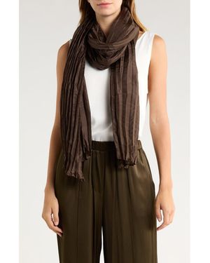 Eileen Fisher Whisper Plissé Silk Scarf - Brown