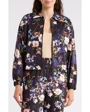 Nicole Miller Adley Floral Stretch Cotton Poplin Jacket - Black