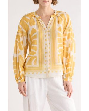 DR2 by Daniel Rainn Long Sleeve Cotton Top - Yellow