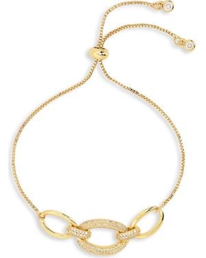 Panacea Pavé Crystal Oval Link Slider Bracelet - Metallic