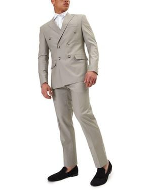 Ron Tomson Double Breasted Suit - Gray