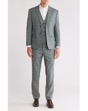 Gino Vitale Slim Fit 3-Piece Plaid Suit - Gray