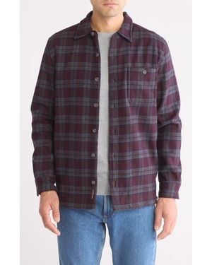 Weatherproof Plaid Flannel Fleece Bonded Shirt Jacket - Blue
